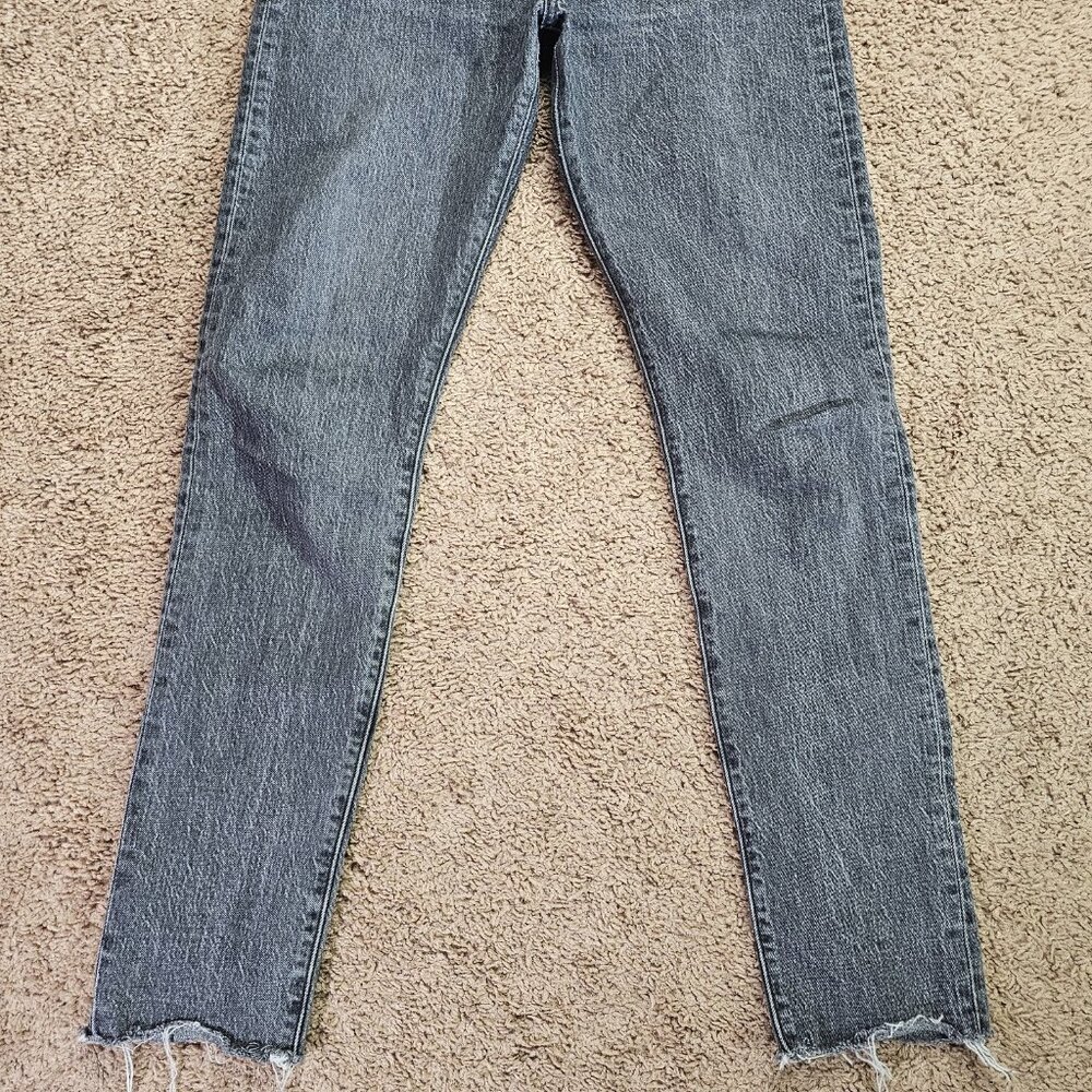 Levis 501 Skinny Jeans Mens Tag 27x32 Act 30x30.5 Black Raw Hem Button Fly - Picture 9 of 12